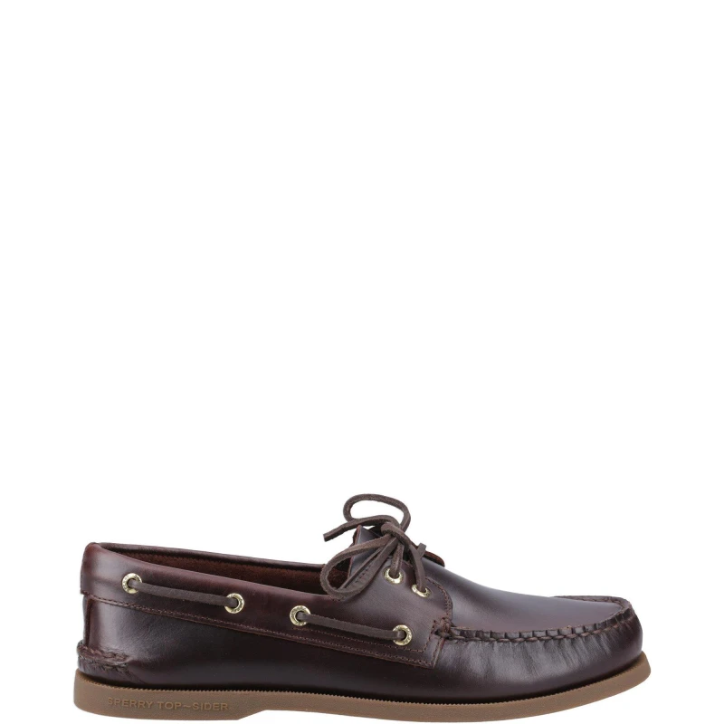 Image of Sperry Men Authentic 2 Eye Wide Fit Boat Shoe in Brown Size: 10.5 Brown 10.5 Male 627756018068