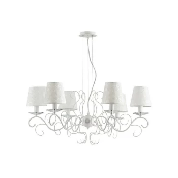 Image of Fan Europe Lighting - Fan Europe PERLA 6 Light Chandeliers with Shades White, K9 Crystals 82cm