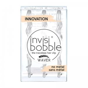 image of Invisibobble Slide-Lock Hair Clip 3 Pack WAVER Crystal Clear