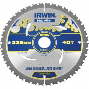 Image of Irwin Weldtec Construction Saw Blade 235mm 40T 30mm