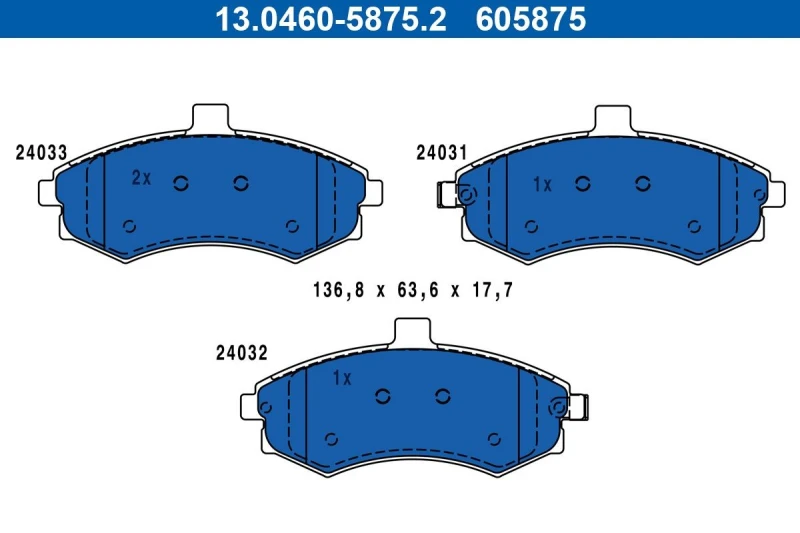 Image of ATE 13.0460-5875.2 Brake pad set with acoustic wear warning Brake Pad Set,disc brake (402)
