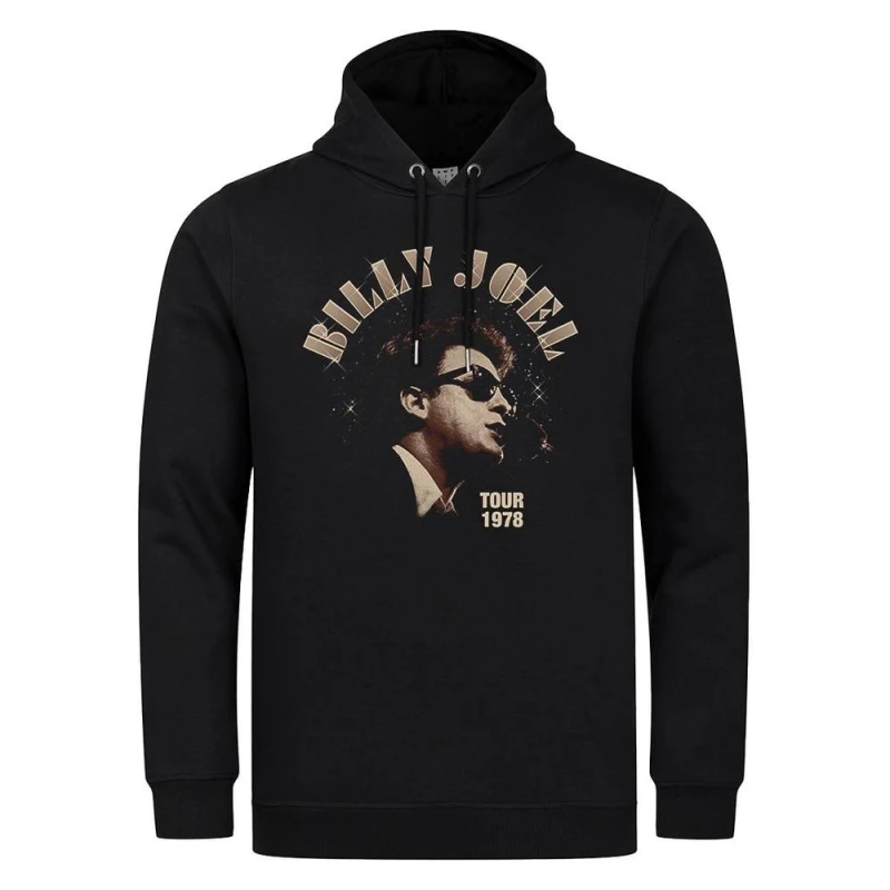 Image of Amplified Mens Tour 1978 Billy Joel Hoodie in Black Size: XS Black Male XS