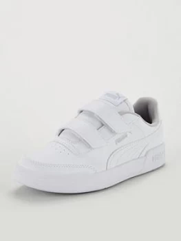 Puma Caracal V Childrens Trainers - White/Silver, White/Silver, Size 12