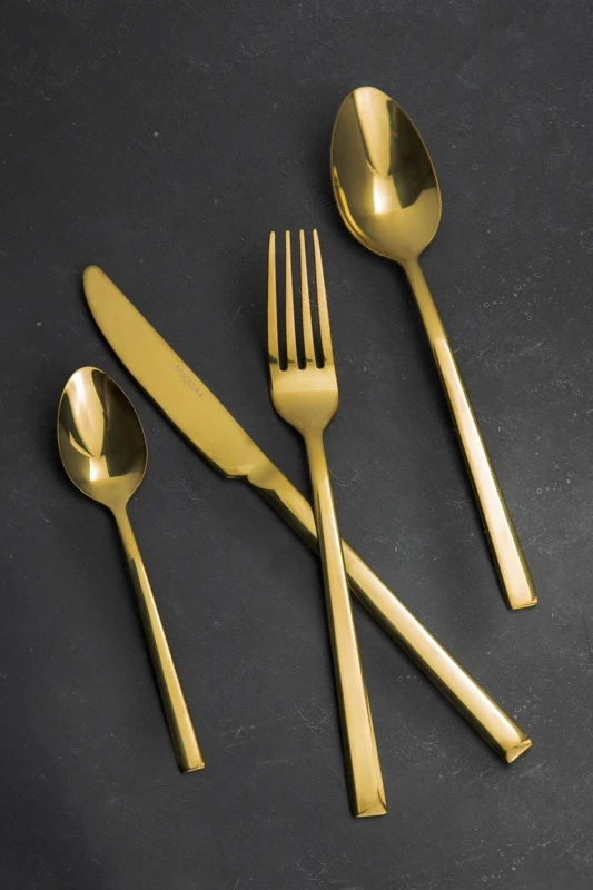 Image of Mikasa Ciara Diseno Stainless Steel Gold Gift Boxed 16 Piece Cutlery Set Gold