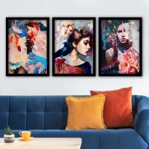 Image of 3SC160 Multicolor Decorative Framed Painting (3 Pieces)