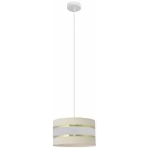 Helam Lighting - Helam Helen Cylindrical Pendant Ceiling Light Ecru, Gold, White 25cm