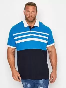 BadRhino Cut & Sew Chest Stripe Polo - Multi, Blue, Size XL, Men