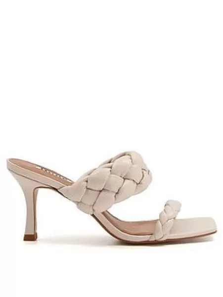 Image of Dune London Message Heeled Sandals - Ecru, Beige, Size 7, Women