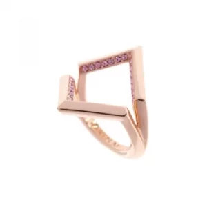 Ladies Karen Millen PVD rose plating Angle Crystal Ring Large