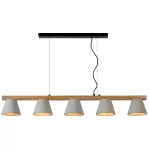 Image of Lucide POSSIO - Bar Pendant Light - 5xE14 - Taupe