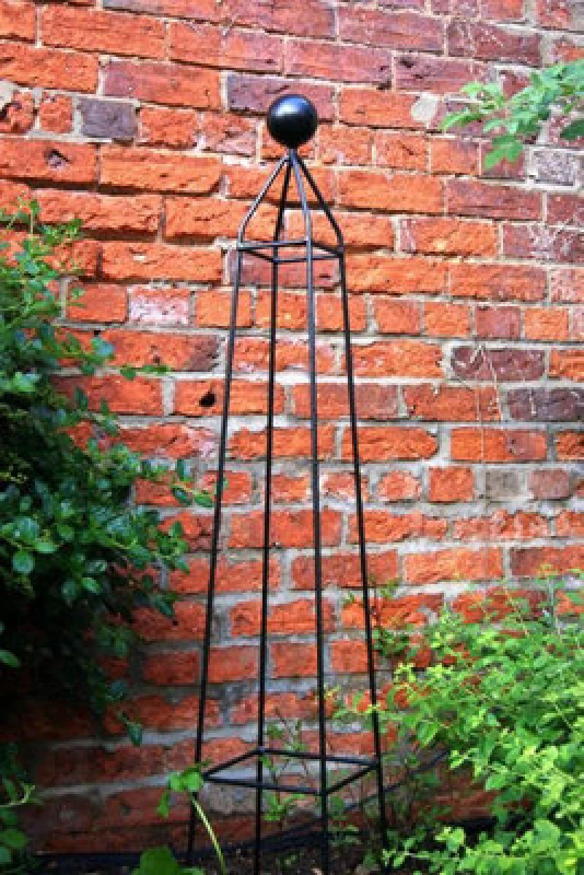 Image of Poppy Forge Cleo 4ft Obelisk - Garden Plant Support - Solid Steel - L22 X W22 X H121.9cm - Black - Finial Is An Additional Extra