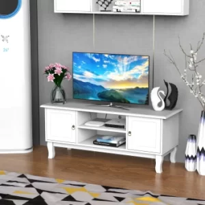 Image of HOMCOM TV Stand Unit Corner Table, MDF-Ivory White