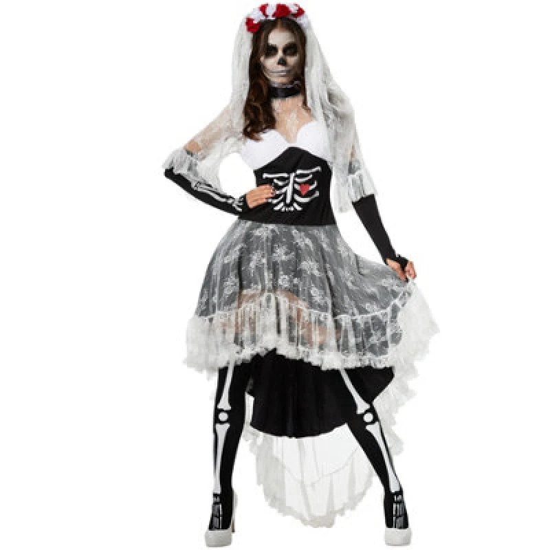 Image of Tectake Scary Skeleton Bride 302005 - Black/white S