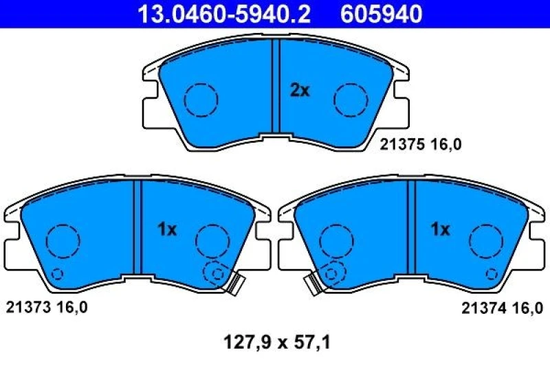 Image of ATE 13.0460-5940.2 Brake pad set with acoustic wear warning Brake Pad Set,disc brake (402)