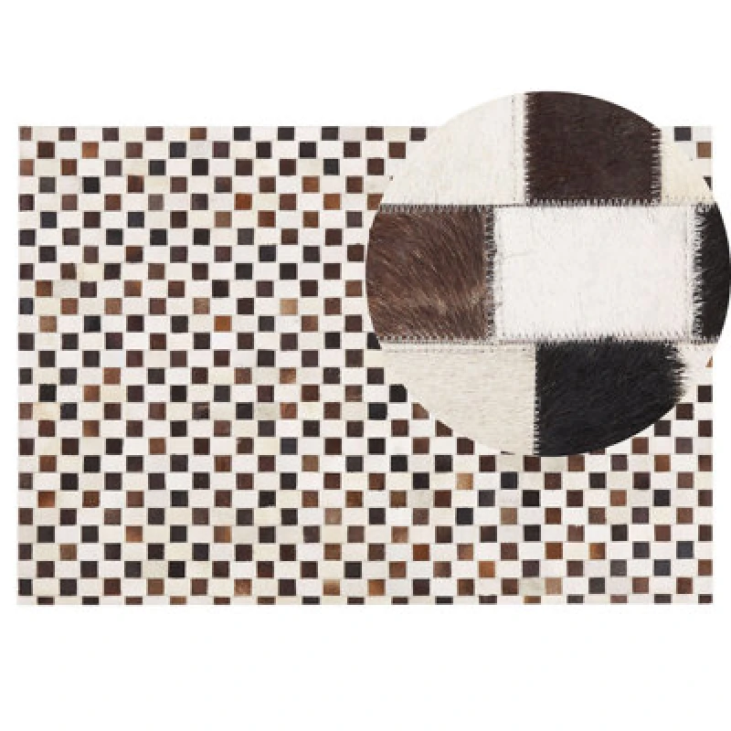 Image of Beliani Rug Kayabey Beige 140 X 200 Cm Leather