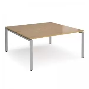 Image of Adapt back to back desks 1600mm x 1600mm - silver frame and oak top