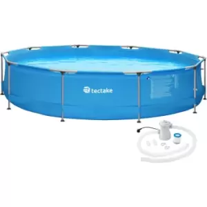 image of Swimming pool round with pump o 360 x 76cm - outdoor swimming pool, outdoor pool, garden pool - blue - blue