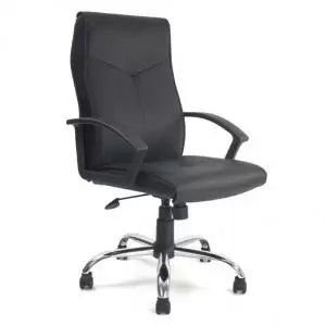 Image of Weston Hi Bck Lthr Fced Exec Armchair With Chrome Base BK 49757ET
