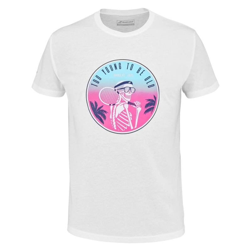 Image of Babolat Graphic Message T-Shirt Adults - White White S