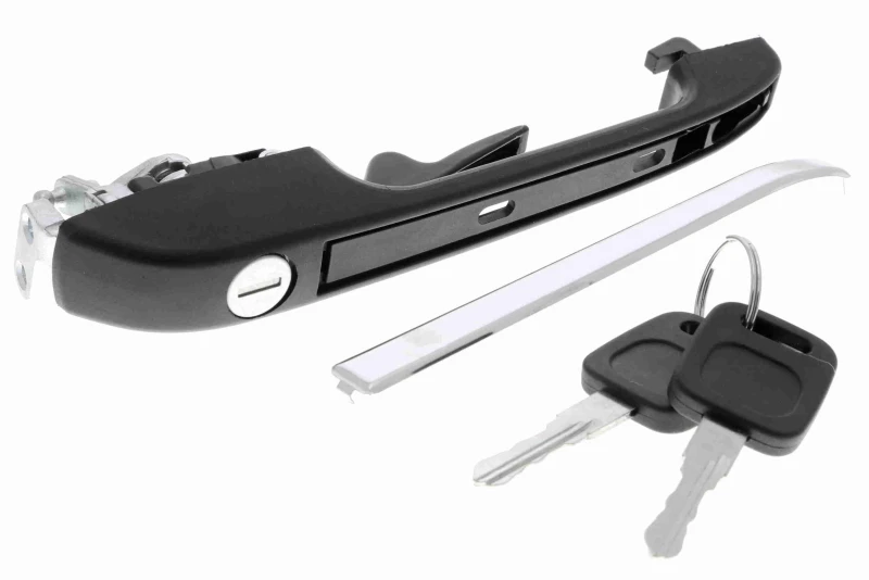 Image of VAICO V10-6148 Door Handle Left Front, black, with lock barrel, Original VAICO Quality Door Handle (1373)