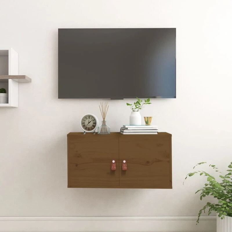 Image of Vidaxl Wall Cabinet Honey Brown 60X30X30 Cm Solid Wood Pine, Brown 818371