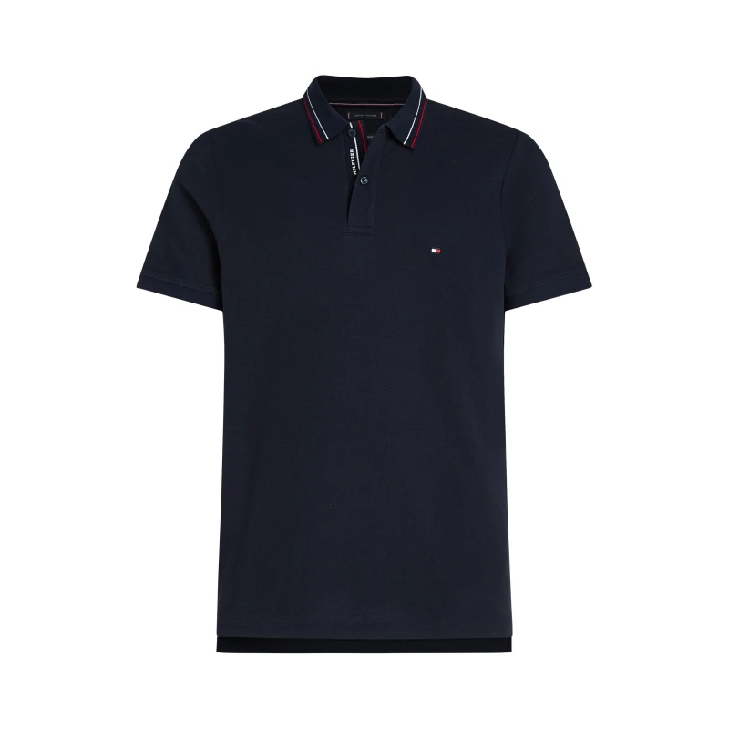 Image of Tommy Hilfiger Placket Interest Polo Shirt Desert Sky M