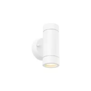 image of Saxby Palin - 2 Light Outdoor Up Down Wall Light Gloss White, Glass IP44, GU10