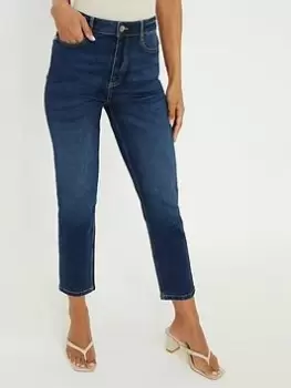 Image of Dorothy Perkins Slim Mom Jeans - Indigo, Blue, Size 10, Women