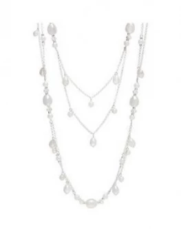 image of Mood Mood Silver Plated Mix Pearl Multirow Necklace