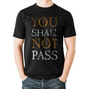 image of Lord Of The Rings - You Shall Not Pass Text Mens Large T-Shirt - Black