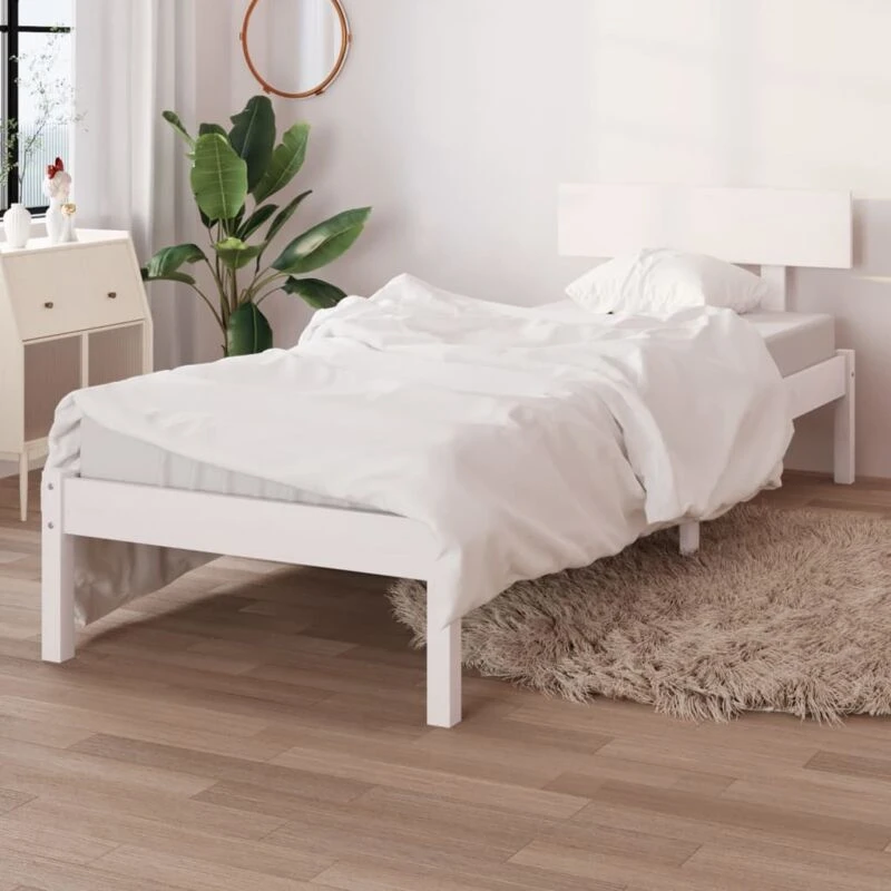 Image of VIDAXL Bed Frame without Mattress White Solid Wood 90x200cm Vidaxl 8720286762943