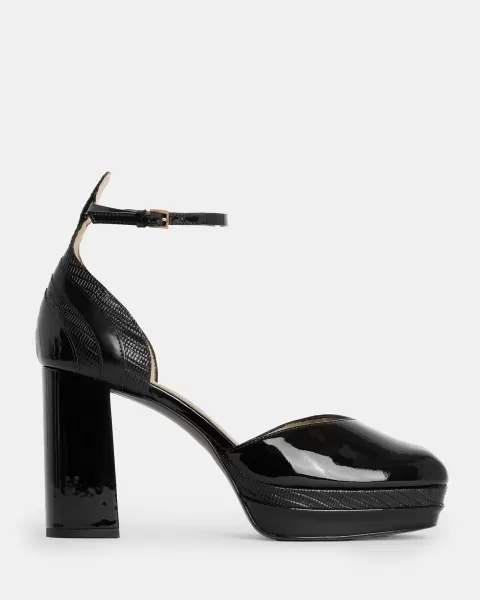 image of AllSaints Tiffany Leather Square Platform Heels