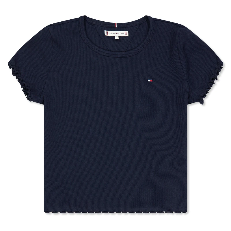 Image of Tommy Hilfiger Kids Essential Rib Short Sleeve Crop Top Night Navy C1G female 8Y