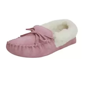Image of Eastern Counties Leather Womens/Ladies Soft Sole Wool Lined Moccasins (7 UK) (Pink)