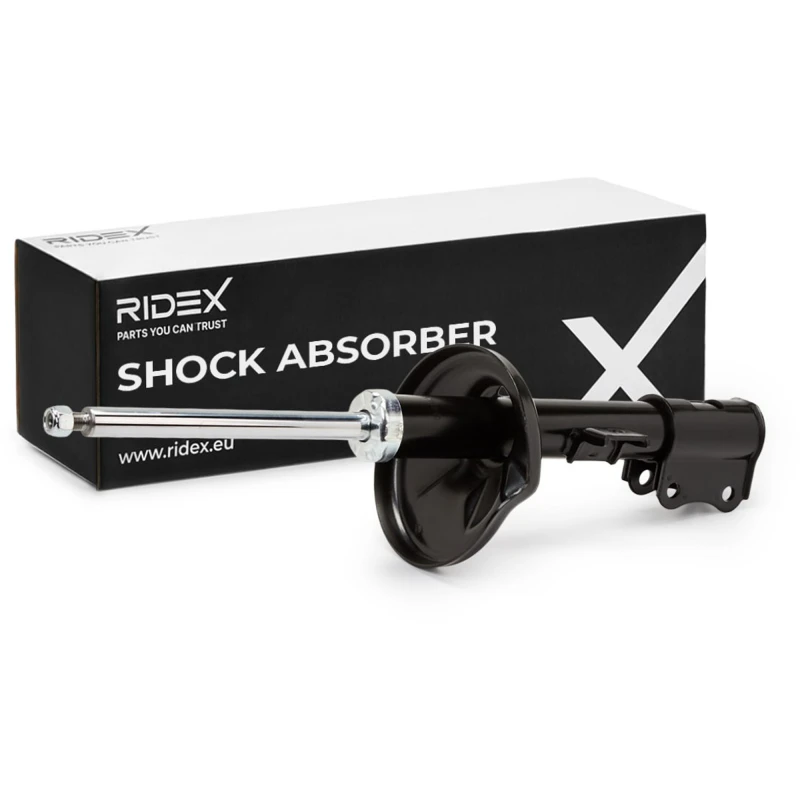 Image of RIDEX 854S0617 Shock absorber Rear Axle Right, Gas Pressure, Twin-Tube, Suspension Strut, Bottom Clamp Shock Absorber (854)