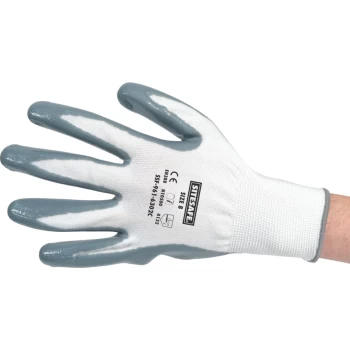 Image of Flat Palm-side Coated Grey/White Gloves - Size 8