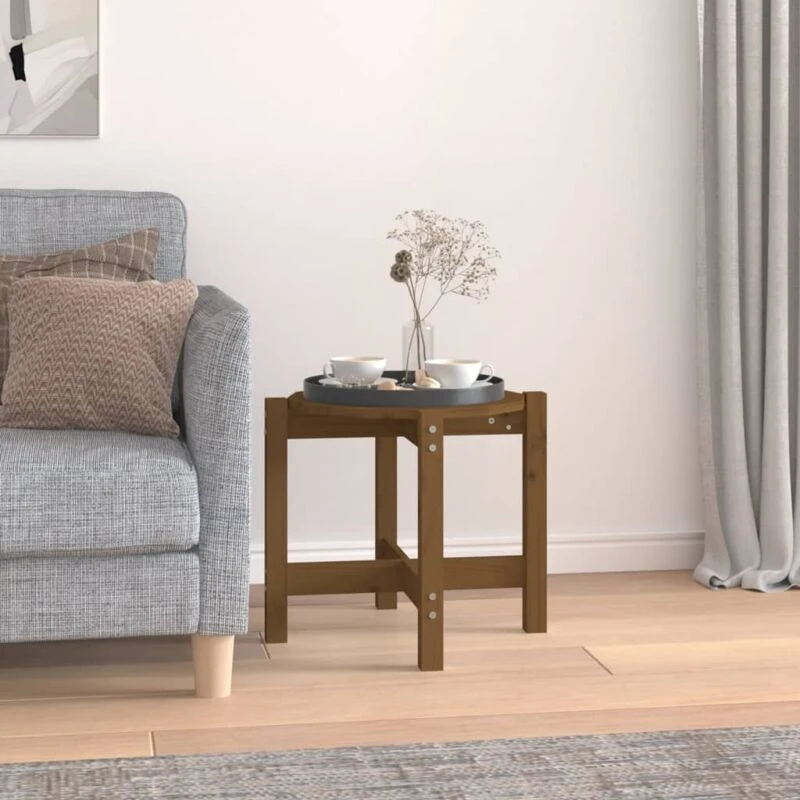 Image of Vidaxl Coffee Table Honey Brown Ø 52.5X45cm Solid Wood Pine, Brown 822310