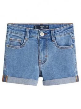 image of Mango Girls Denim Shorts - Mid Blue