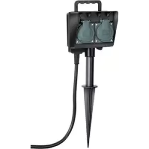 Image of Brennenstuhl 1154430 Weatherproof power strip 2x Black, Green incl. ground spike