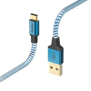 Image of Hama Reflective Charging/Data cable USB Type-C - USB-A 1.5m blue