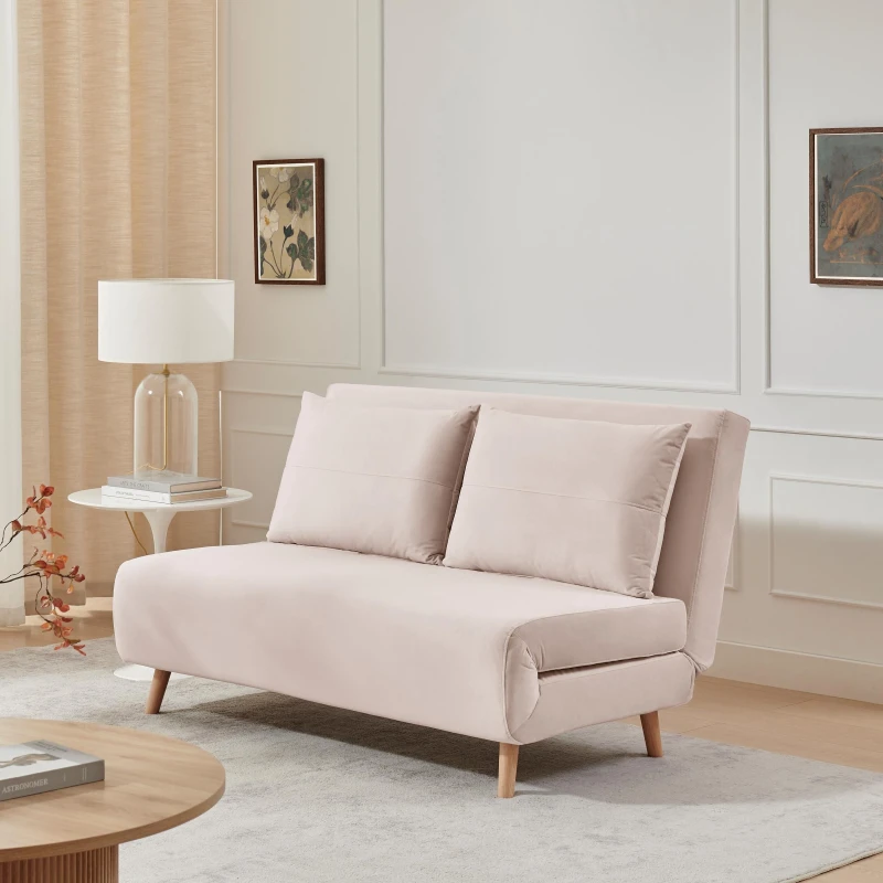 Image of FurnitureboxUK FurnitureboxUK Bobby Pale Pink Velvet Double Folding Sofa Bed Pink Double Unisex 5056784310229