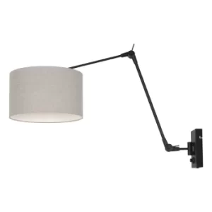 image of Prestige Chic Wall Lamp with Shade Matt Black, Linen Grey