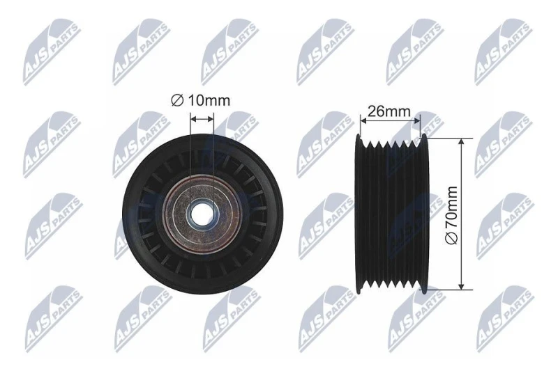 Image of NTY Deflection / guide pulley, V-ribbed belt NTY RRK-MS-010