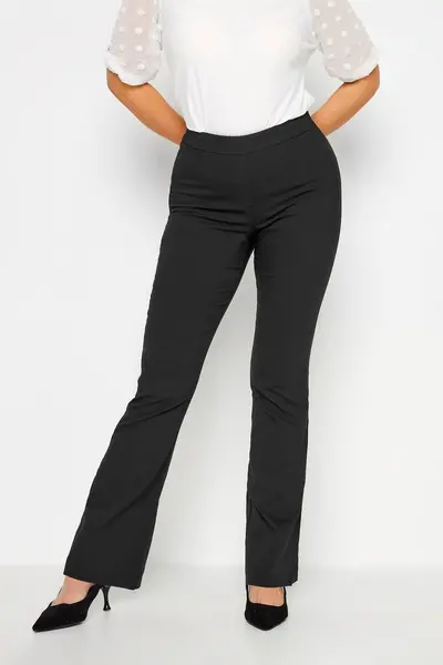 Image of M&Co Black Bootcut Bengaline Trouser, Black, Size 16, Inside Leg Short, Women