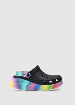 image of Crocs Womens Classic Crush Spray Dye Clog In Black Multi