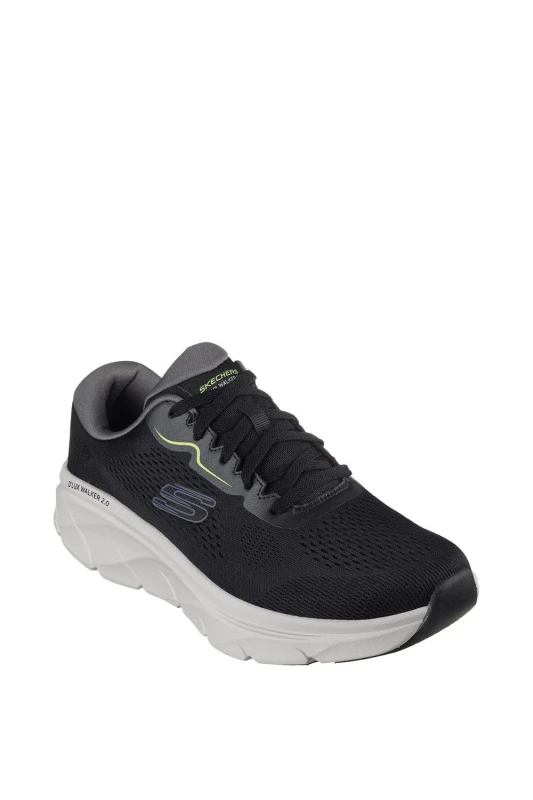Image of Skechers Mens D'Lux Walker Memory Foam 2.0 Trainers UK Size 6 (EU 39.5) Black Lime SKE2300-BKLM-6
