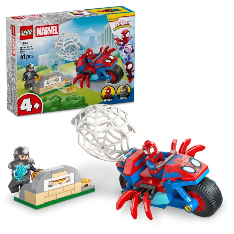 Image of LEGO Marvel Spidey on his Motorcycle vs. Rhino Toy 11206
