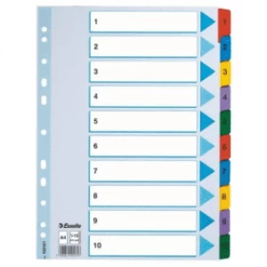 image of Esselte 100161 Luxury A4 Cardboard Dividers with 10 Tabs (11 holes)