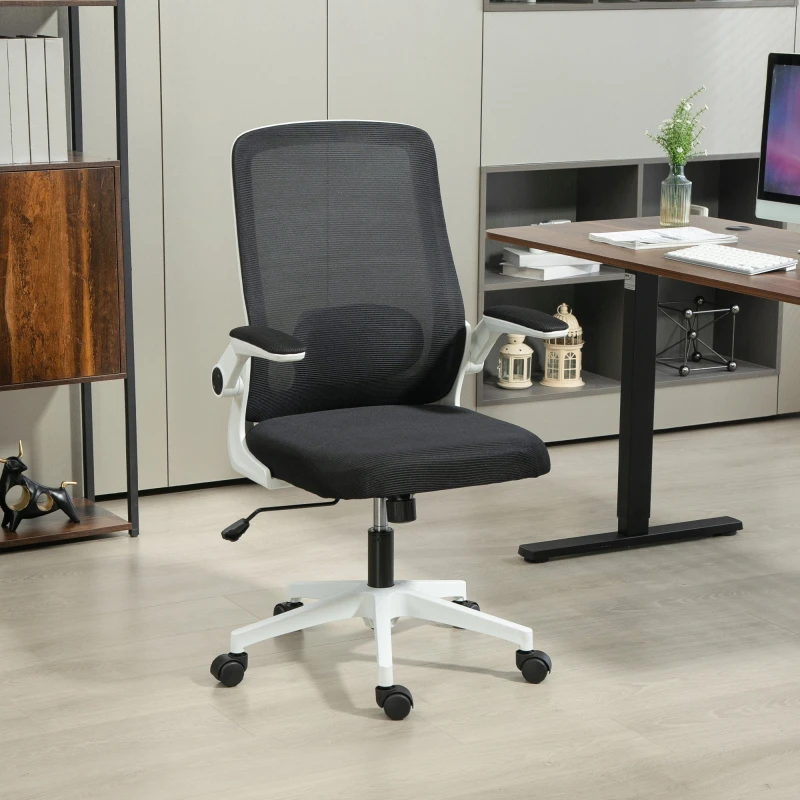 Image of HOMCOM Mesh Desk Chair with Tilt Function, Lumbar Support, Black Black
