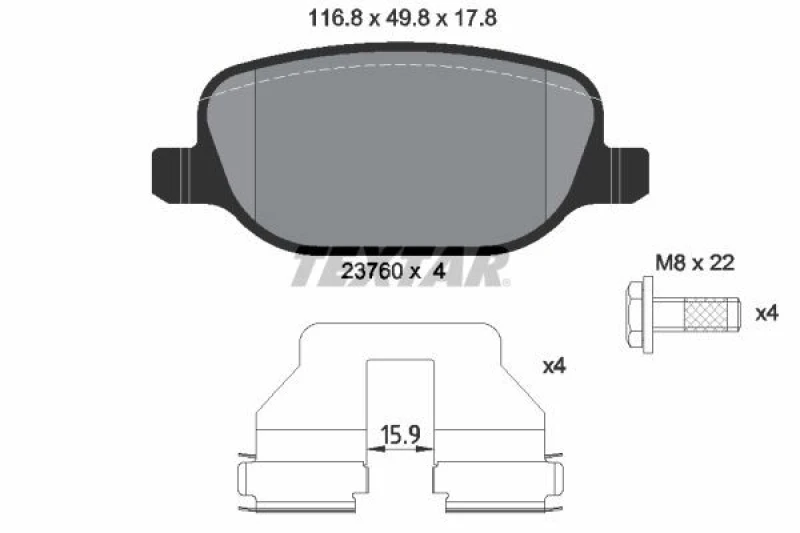 Image of Brake pad set TEXTAR 2376001